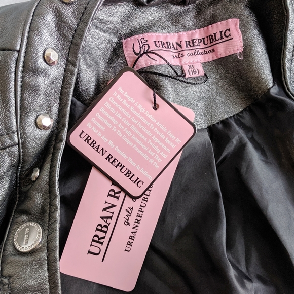 NWT Urban Republic girl Feux leather moto jacket size 16 - Picture 2 of 12